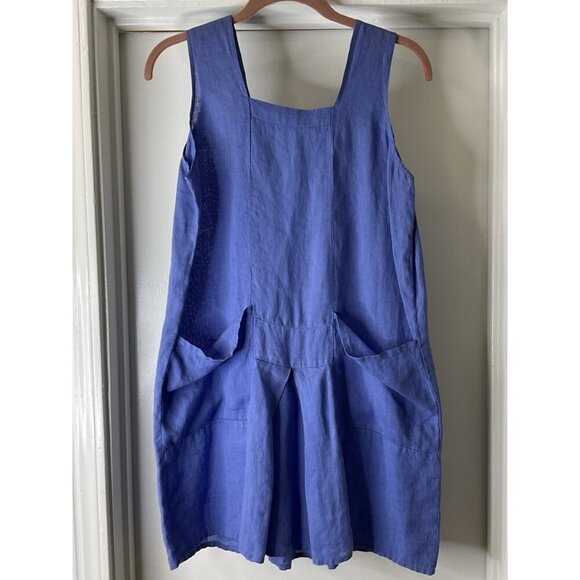 Flax Dresses & Skirts - Flax Seeds by Angelheart 100% LINEN Pocketed Mini Tank Dress Size S